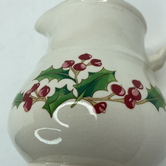 Sango White Ceramic Christmas Poinsettia Print Creamer Jug 10oz Replacement - Picture 10 of 10